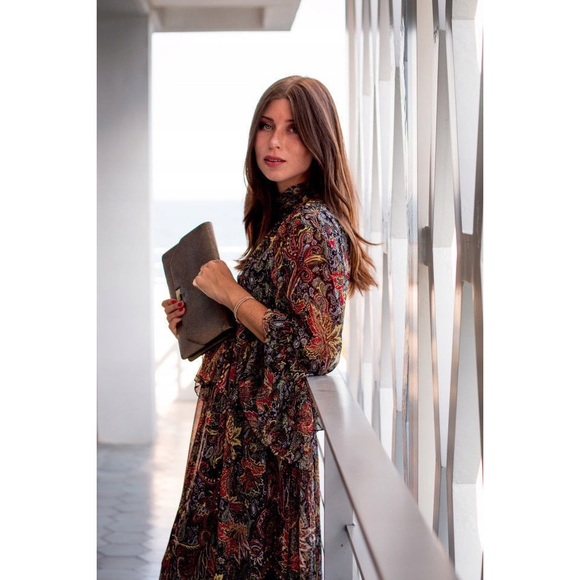 Zara Boho Floral Paisley Midi Dress with Bell Sleeves - Picture 12 of 12